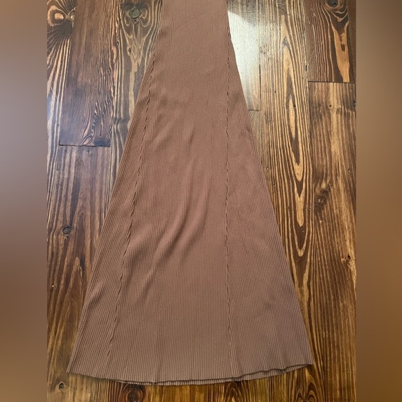 ALLFENIX Ribbed Tank Maxi Dress in Brown Viscose and Nylon Heavy - Picture 3 of 6